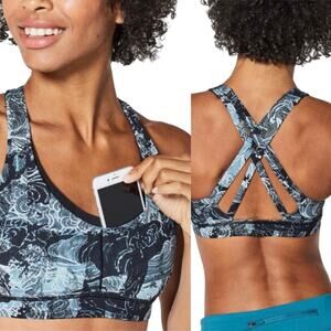 Lululemon Small Stash N' Run Sports Bra Eternal Wave Starlight Blue Black Size 4